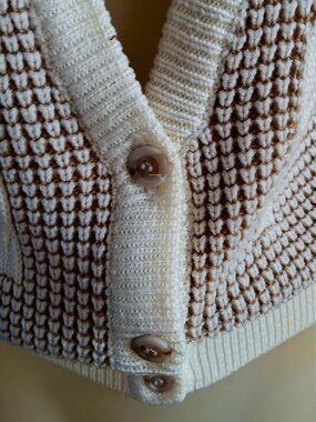 True Vintage Small Knit Cardigan Sleeveless Textured Vest 1990's BLake Mom